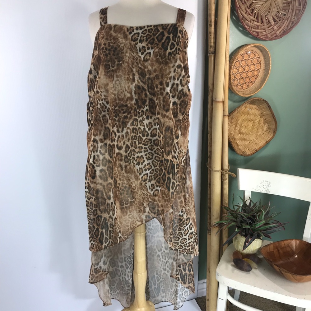 Roamans Sexy Leopard Long Sheer Blouse